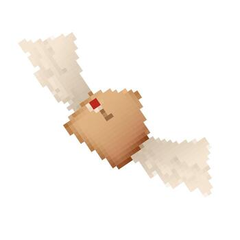 Mosaic pixel icon of envelope with white wrapping and brown center in retro game style vector