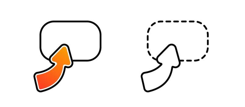 mínimo ui íconos con vistoso flechas y mano punteros en redondeado rectángulos vector