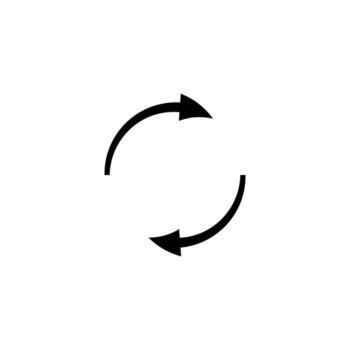 Arrow circle conveying flow and direction with rotating curved motion symbols vector
