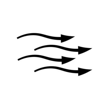 Arrow flow symbolizing wind direction and motion with dynamic curved shapes vector