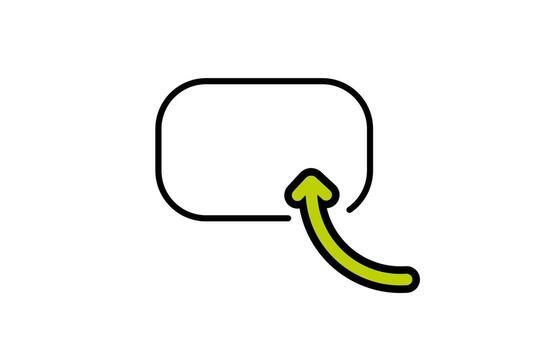 Highlight with green curved arrow annotation pointing at empty rectangle vector