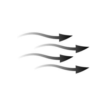 Arrow flow symbols showing movement direction with black and gray curving shapes vector