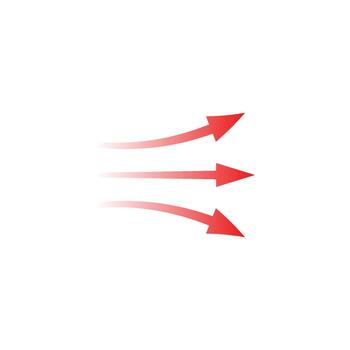 Arrow flow red streamlined design representing smooth movement and swift motion concepts vector