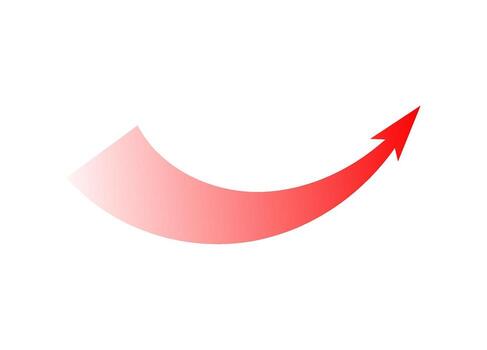 Bold red curved arrow showing dynamic motion in war strategy concept vector