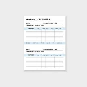 Workout planner form for effective exercise tracking and goal setting in fitness routines vector