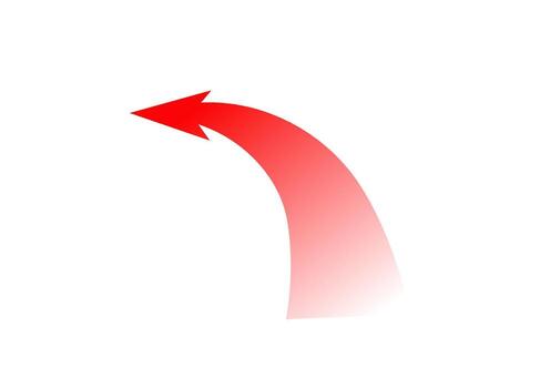 Dynamic arrow curved for war strategy and attack direction with red gradient effect vector