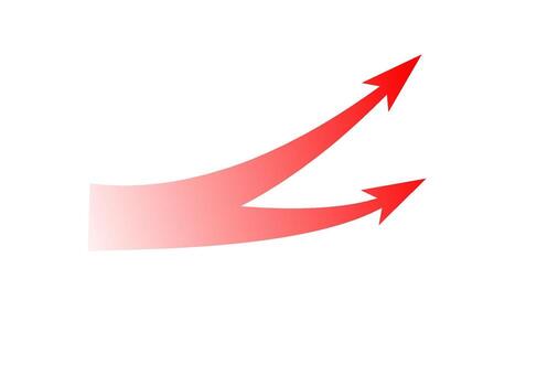 Dynamic curved arrows in red gradient for war and strategy representation vector