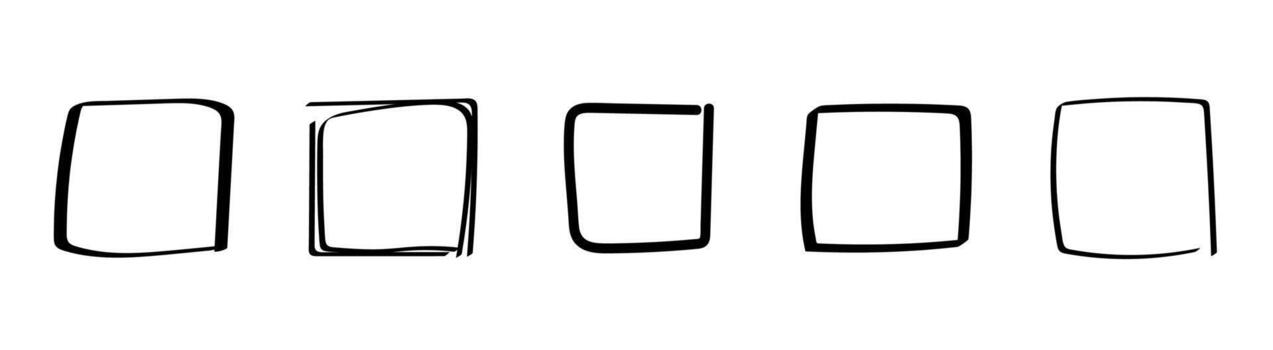 Hand drawn checkbox icons with square shape and minimal sketch design vector
