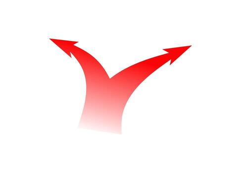 Dynamic split red arrow representing strategy and motion in war style design vector