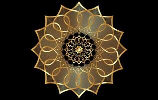 loto flor mándala, oro lujo floral ornamento, Arábica logo diseño. dorado flor florecer símbolo de yoga, spa, belleza salón, productos cosméticos, relajarse, marca estilo aislado en negro antecedentes vector