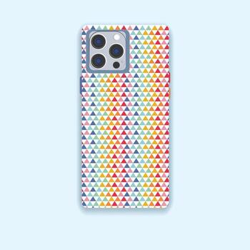 a colorful phone case with triangles on it vector