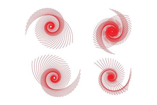 Abstract red spiral patterns on a white background. vector