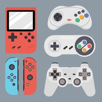 Retro And Modern Gaming Controllers vector