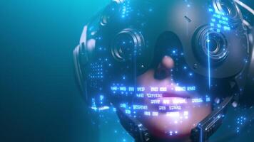 man maskin närbild se runt om med de effekt av en holografiska visa video
