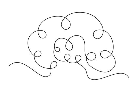 Minimal brain continuous line drawing vector