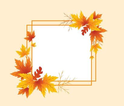 Autumn Frame Background, Hand Drawn Frame Autumn Background, Maple Leaf Autumn Background vector