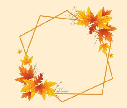 Autumn Leaves Frame Background, Hand Drawn Frame Autumn Background, Maple Leaf of Autumn Background vector