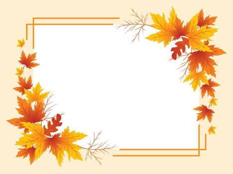 Autumn Leaves Frame Background and Hand Drawn Frame Autumn Background vector