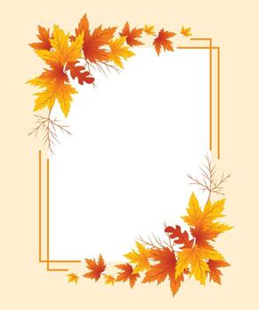 Autumn Leaves Frame Background, Hand Drawn Frame Autumn Background and Maple Leaf Autumn Background vector