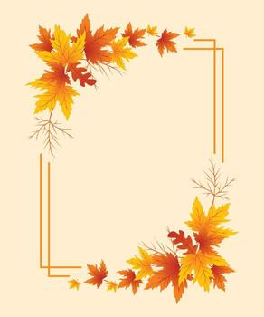 Autumn Leaves Frame Background Potrait, Hand Drawn Frame Autumn Background, Maple Leaf Autumn Background vector