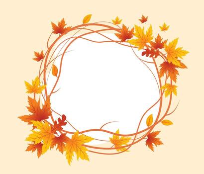 Autumn Leaves Frame Background - Hand Drawn Frame Autumn Background, Maple Leaf Autumn Background vector