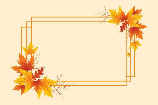 Autumn Leaves Frame Background, Hand Drawn Frame Autumn Background, Maple Leaf Autumn Landscape Background vector