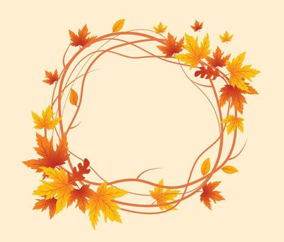 Autumn Leaves Frame Background and Hand Drawn Frame Autumn Background, Maple Leaf Autumn Background vector
