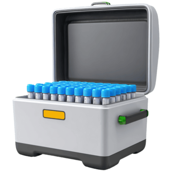 en bärbar kylare designad till Lagra flera olika testa rör, terar en kraftig hantera och en säkra lock för upprätthålla temperatur. png