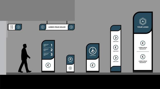 a pylon set Business signage for direction and navigation in commercial spaces vector