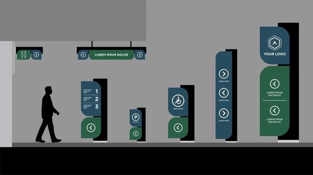 a pylon Sign with Metallic Stand Mockup, Right View vector