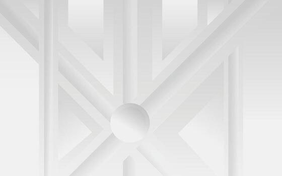 Minimalist abstract white geometric background with gradient shapes, 3D arrows, and circular design elements creating a modern futuristic clean texture vector