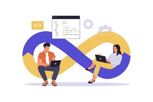 devops equipo colaboración y continuo integración vector