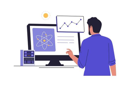 Data analysis on a computer screen vector