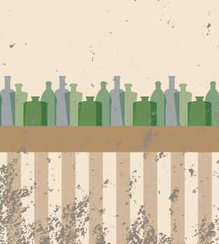 Grungy background with a border of bottles vector
