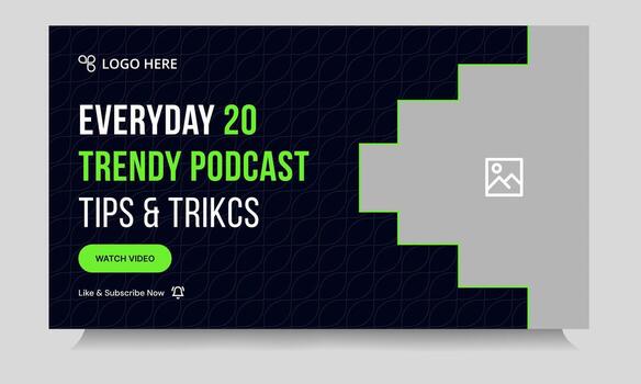 Editable daily photography tips and tricks thumbnail banner design, daily photography techniques cover banner design, fully customizable eps 10 file format vector