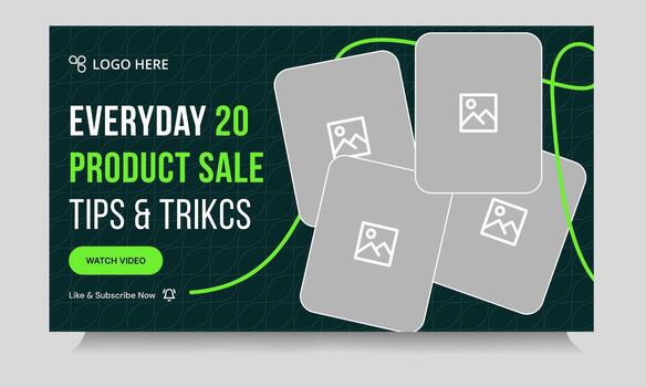 Customizable best tutorial thumbnail design for product idea, customizable thumbnail design, product concept cover, editable eps 10 file format vector