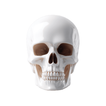 detaljerad 3d tolkning av en mänsklig skalle med realistisk ben textur, tittade från de främre, isolerat png