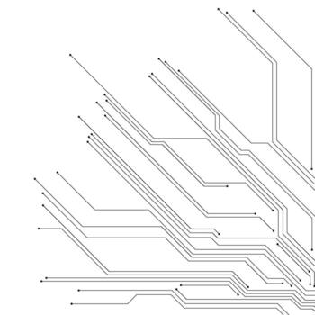 Technology circuit board abstract. Thin circuit trace lines in transparent background. Computer circuit board seamless pattern vector