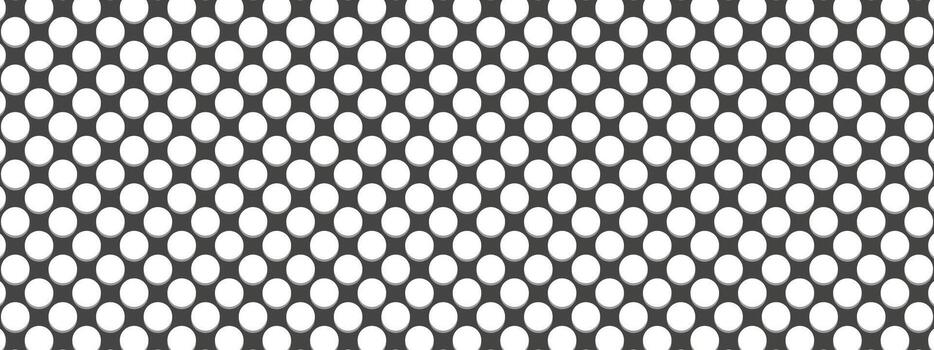 un sin costura negro y blanco modelo presentando circular formas arreglado en un uniforme metal malla modelo para moderno diseño aplicaciones vector