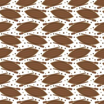 Seamless repeating pattern of rustic wooden brown boat and oar. vector