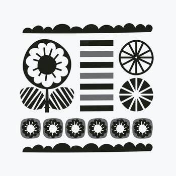 Elegant collection of flower illustration and design elements in black and white monochrome style. Perfect for backgrounds, patterns and creative projects. vector