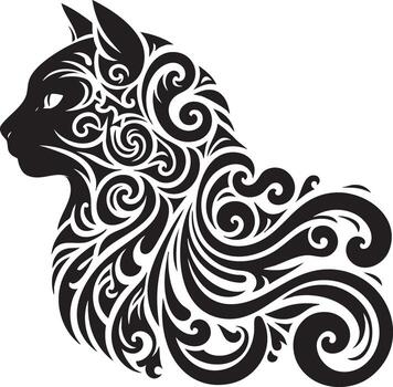 Abstract swirl pattern featuring a stylized cat design vector