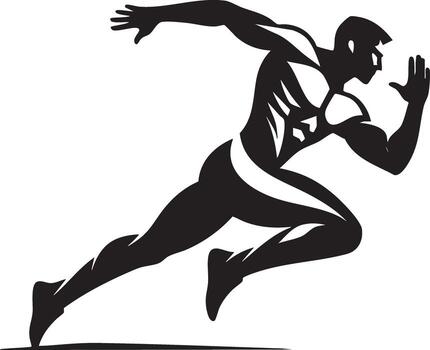 Dynamic muscular man running silhouette with speed lines vector