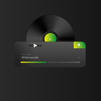 Digital interface vinyl record player apps on a dark background vector
