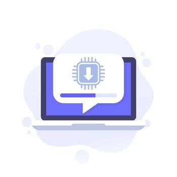 firmware actualizar icono con un ordenador portátil y Progreso bar vector