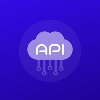 API icon with a cloud, transparent design vector