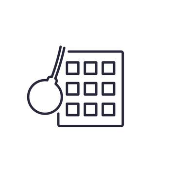 building demolition line icon with a wrecking ball vector