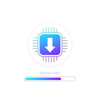 firmware actualizar icono con Progreso bar, descargar hardware conductores, diseño vector