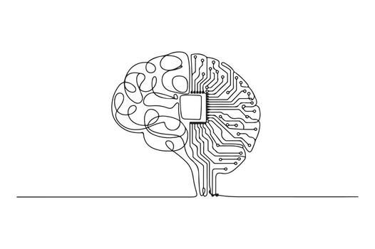 Conceptual art depicting a digital brain and microchip technology symbolizing ai vector