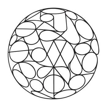 Intricate geometric mandala design featuring intersecting lines and organic shapes vector